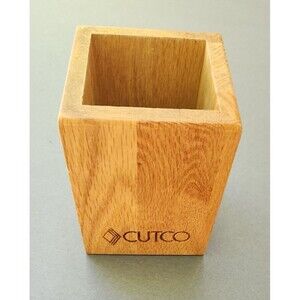 Cutco Oak Wood Utensil Box Block Caddy Container Holder USA Made 4x4x5
